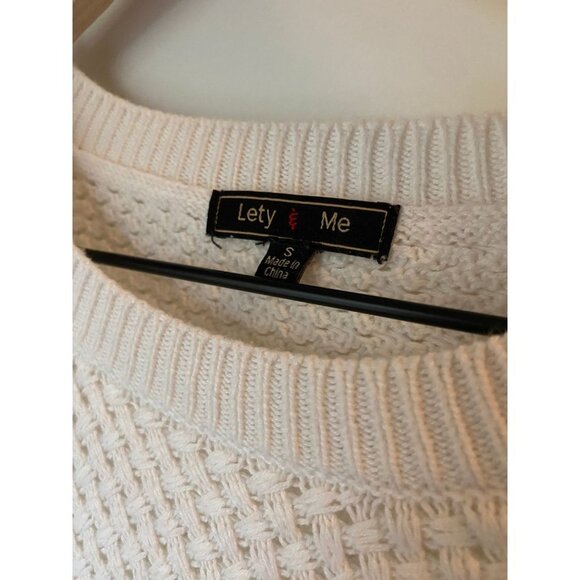 Lety & Me Josey Elbow Patch White Loose Fit Sweater Women's Size Small - Picture 6 of 9